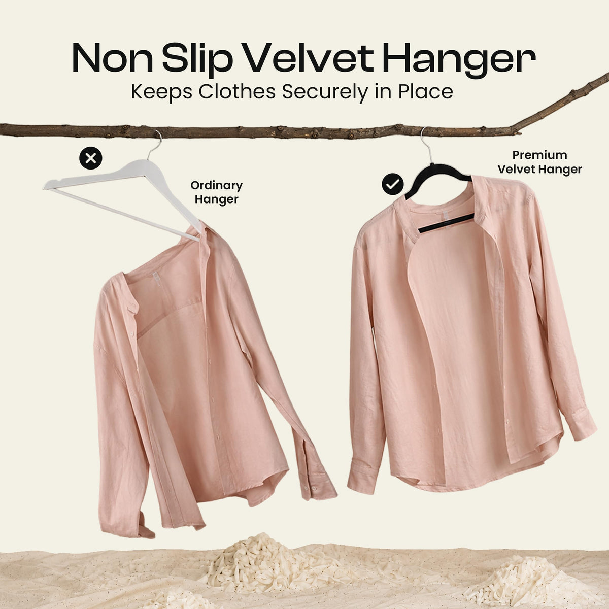 Velvet Hangers with Pants Bar | Non-Slip Slim Hangers for Closet Organization