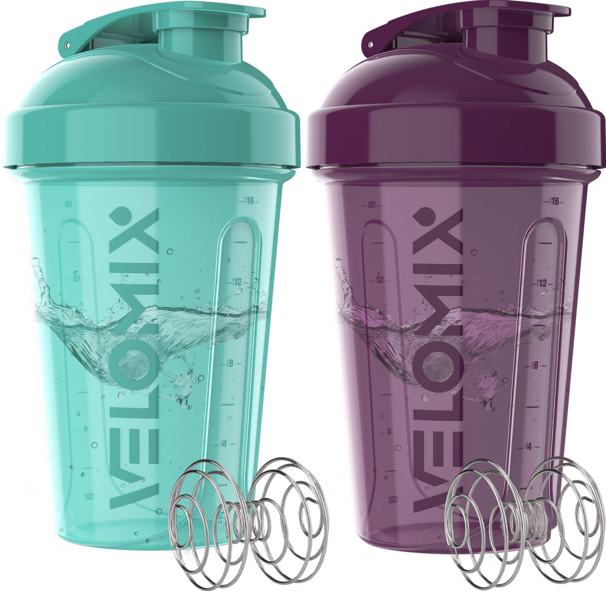 VELOMIX 2 Pack 20oz Protein Shaker Bottle for Protein Mixes