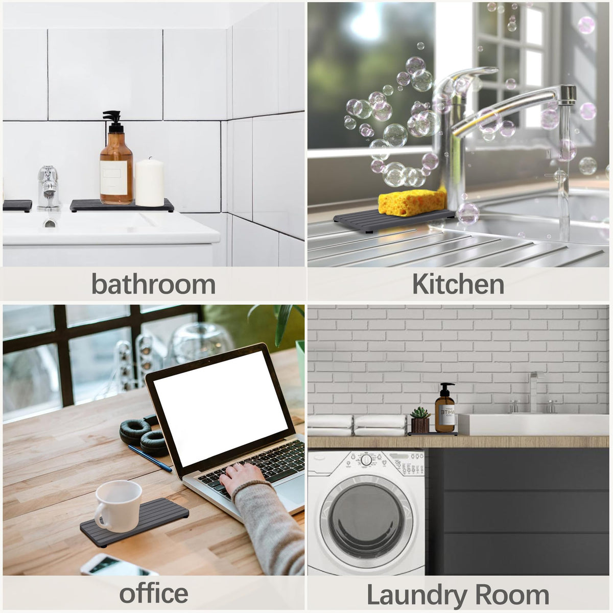 NiuYichee Water Absorbent Diatomite Coasters – Rectangle Grooved Design