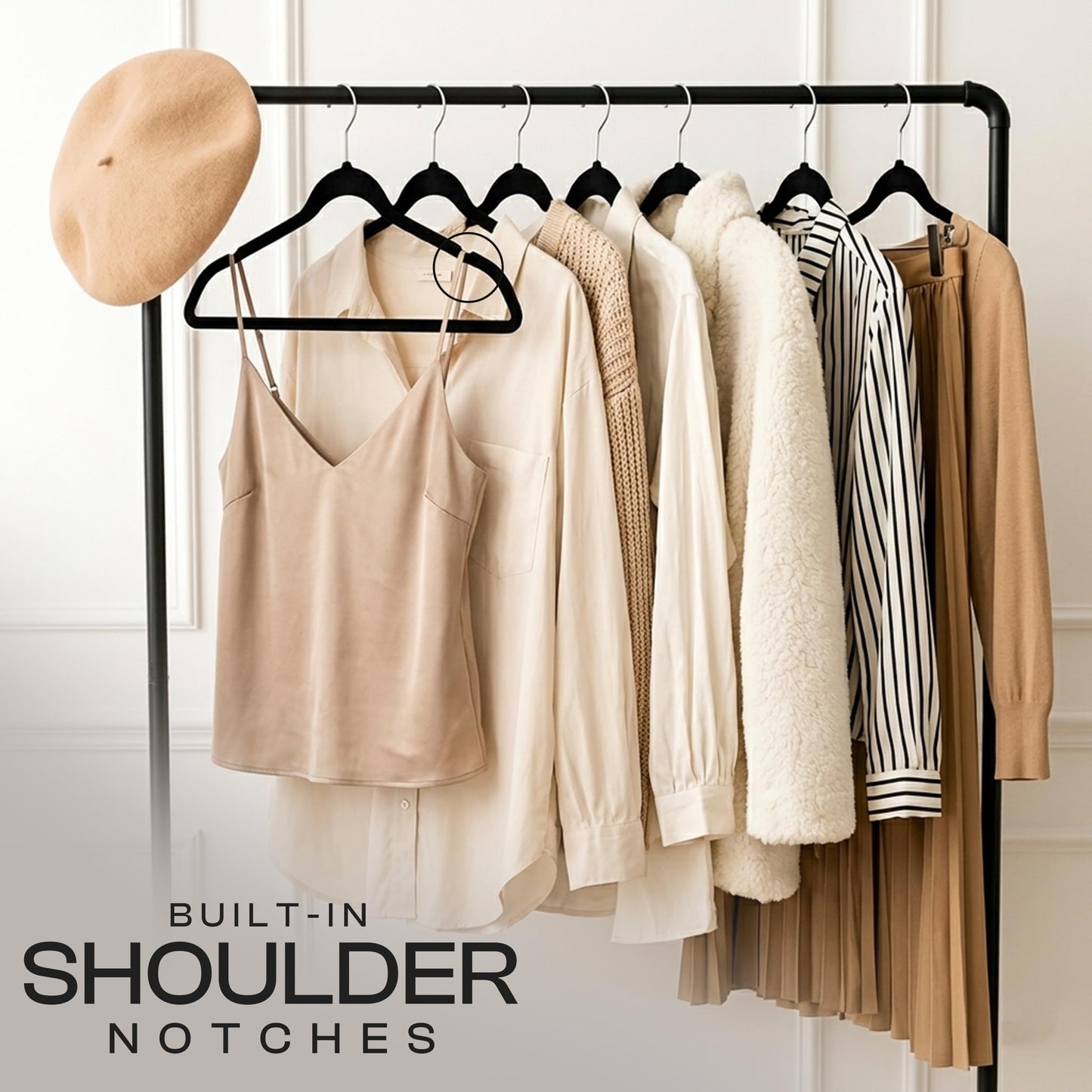 Velvet Hangers with Pants Bar | Non-Slip Slim Hangers for Closet Organization