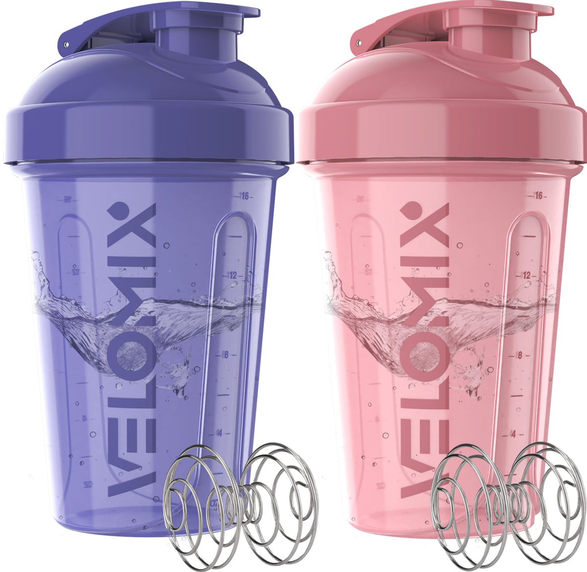 VELOMIX 2 Pack 20oz Protein Shaker Bottle for Protein Mixes