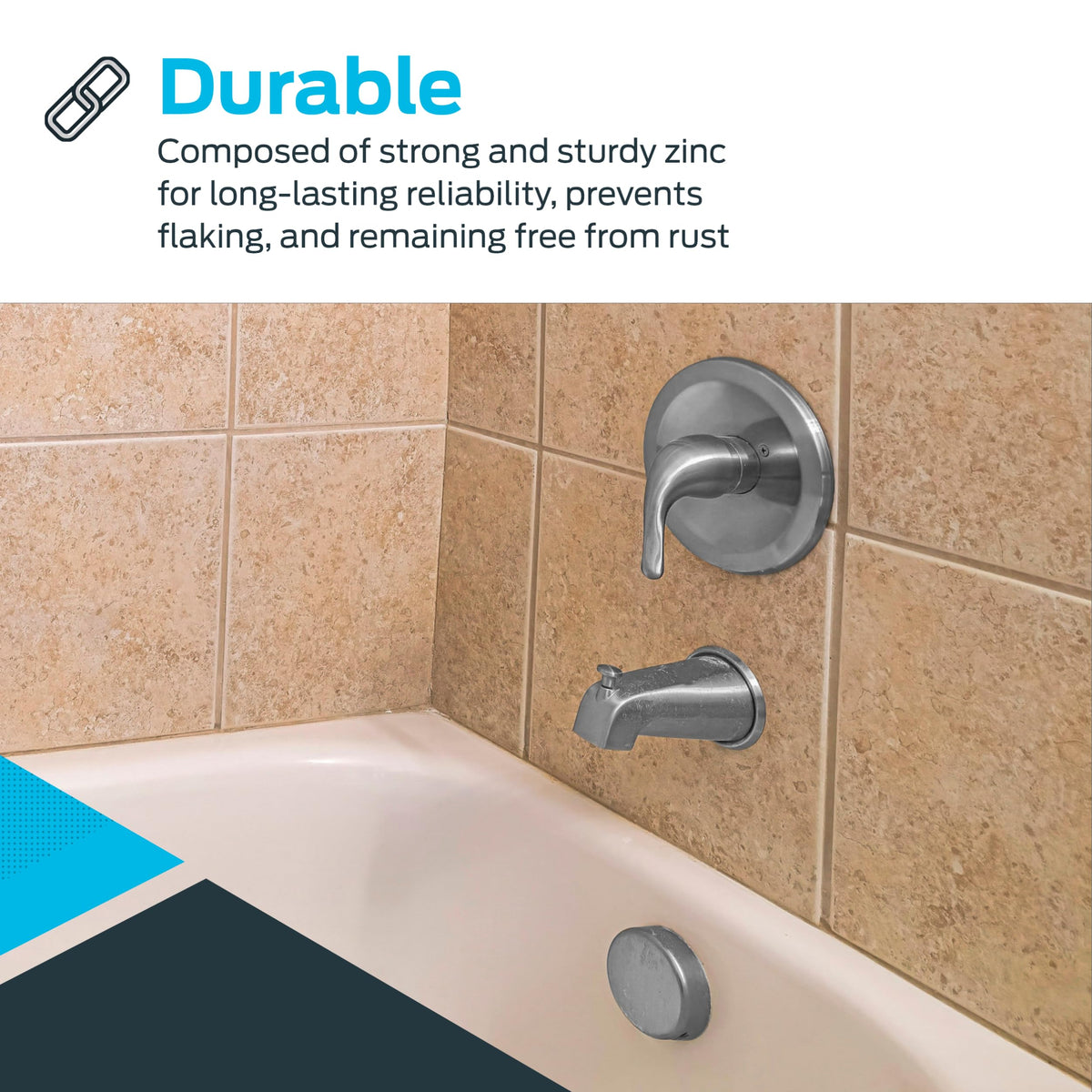 EZ-FLO 15088 Sturdy Zinc Slide-On Bath Tub Diverter Spout with Hex Wrench and Set Screw, 1/2-inch Copper Pipe, Brushed Nickel