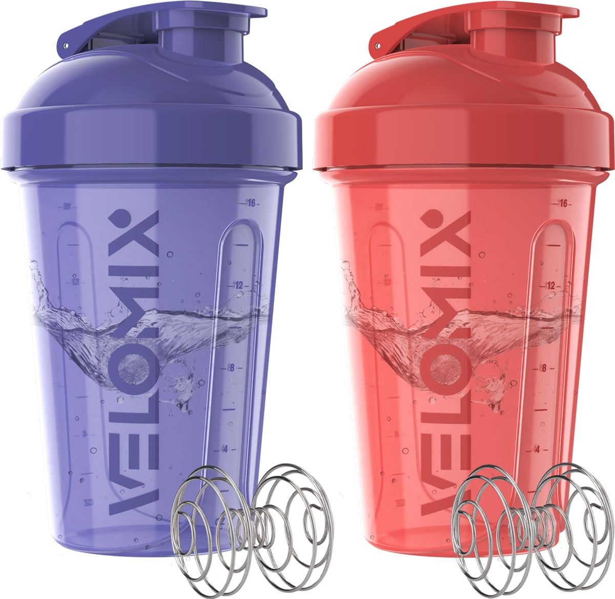 VELOMIX 2 Pack 20oz Protein Shaker Bottle for Protein Mixes