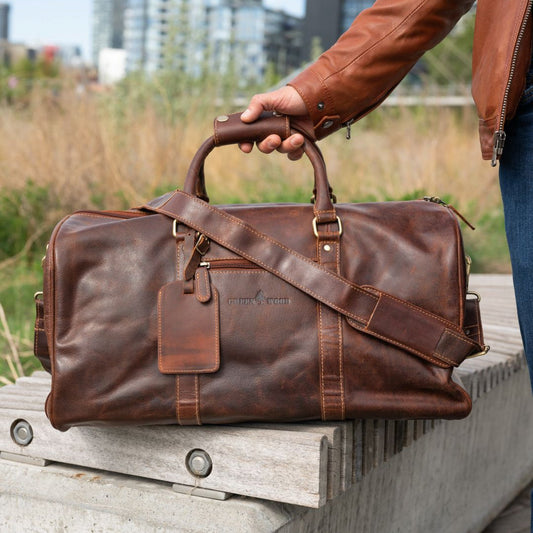 Greenwood Leather Overnight Travel Duffle Bag. Premium Weekender & Gym Companion