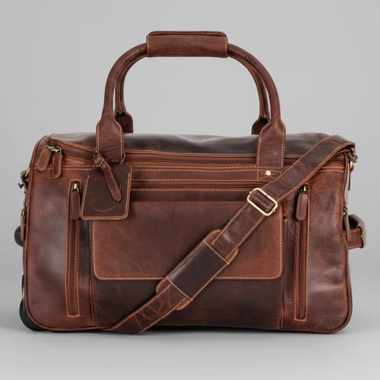 Greenwood Leather Wheeled Duffel Bag – Vintage Sandal Travel Trolley