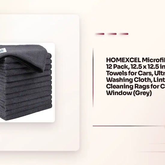 HOMEXCEL Microfiber Cleaning Cloth 12 Pack, 12.5 x 12.5 inch Microfiber Towels for Cars, Ultra Absorbent Car Washing Cloth, Lint Free Streak Free Cleaning Rags for Car, Kitchen, and Window (Grey) by@Outfy