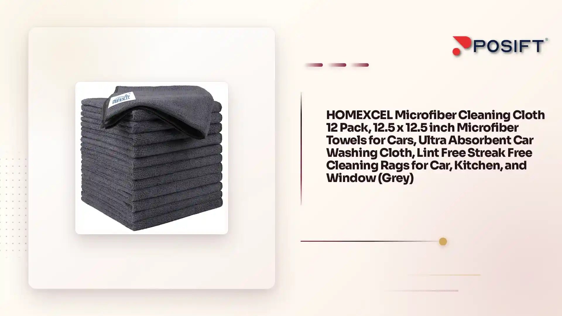HOMEXCEL Microfiber Cleaning Cloth 12 Pack, 12.5 x 12.5 inch Microfiber Towels for Cars, Ultra Absorbent Car Washing Cloth, Lint Free Streak Free Cleaning Rags for Car, Kitchen, and Window (Grey) by@Outfy