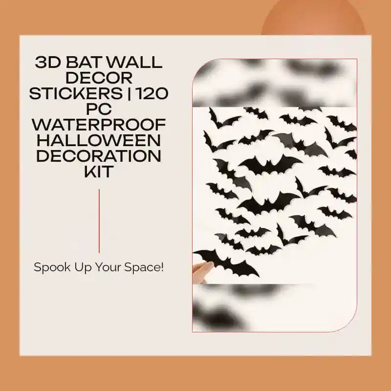 3D Bat Wall Decor Stickers | 120 Pc Waterproof Halloween Decoration Kit by@Outfy