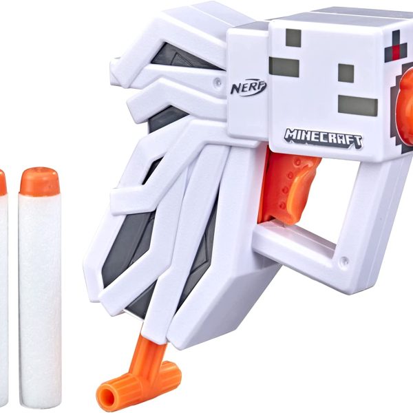 Hasbro Nerf MicroShots Minecraft Ghast Mini Blaster, Minecraft Ghast Mob Design, Includes 2 Official Nerf Elite Darts, Pull-Down Priming Handle, F4421