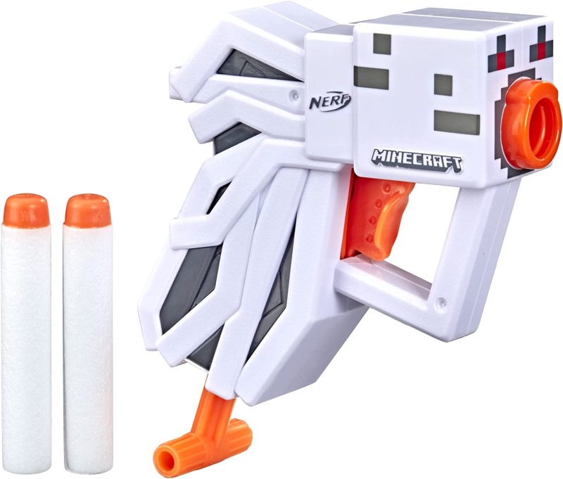 Hasbro Nerf MicroShots Minecraft Ghast Mini Blaster, Minecraft Ghast Mob Design, Includes 2 Official Nerf Elite Darts, Pull-Down Priming Handle, F4421