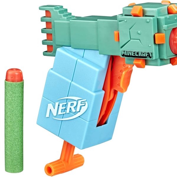 Hasbro Nerf MicroShots Minecraft Ender Dragon Mini Blaster, Minecraft Dragon Mob Design, Includes 2 Official Nerf Elite Darts, Priming Handle, F4423