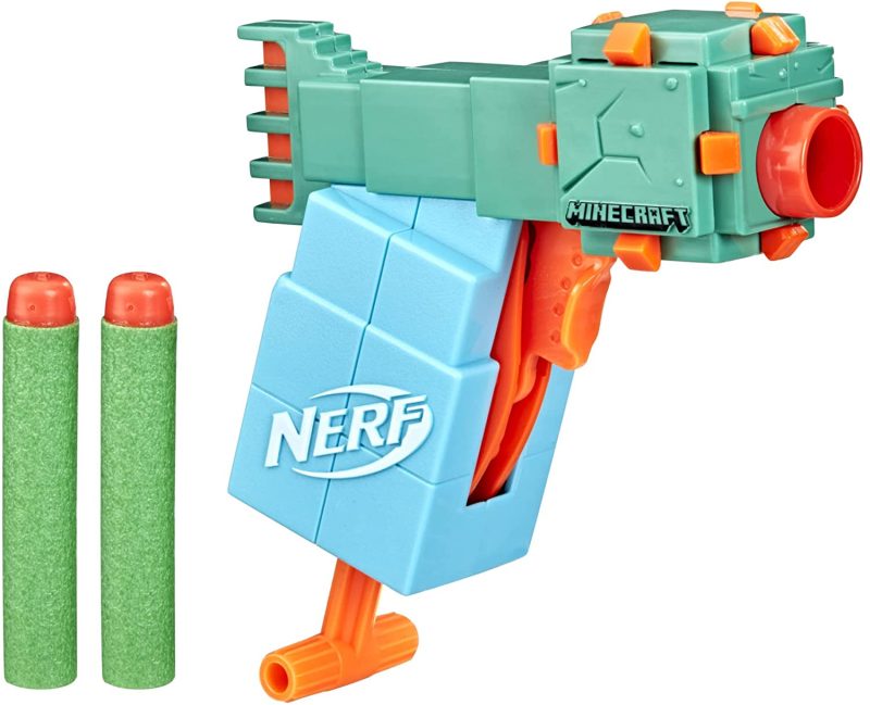 Hasbro Nerf MicroShots Minecraft Ender Dragon Mini Blaster, Minecraft Dragon Mob Design, Includes 2 Official Nerf Elite Darts, Priming Handle, F4423