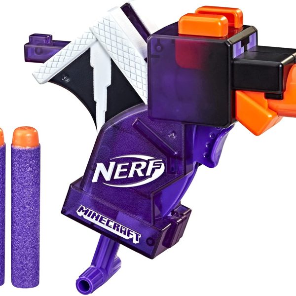 Hasbro Nerf MicroShots Minecraft Ender Dragon Mini Blaster, Minecraft Dragon Mob Design, Includes 2 Official Nerf Elite Darts, Priming Handle, F4423