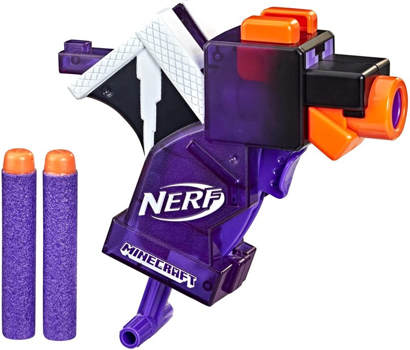Hasbro Nerf MicroShots Minecraft Ender Dragon Mini Blaster, Minecraft Dragon Mob Design, Includes 2 Official Nerf Elite Darts, Priming Handle, F4423