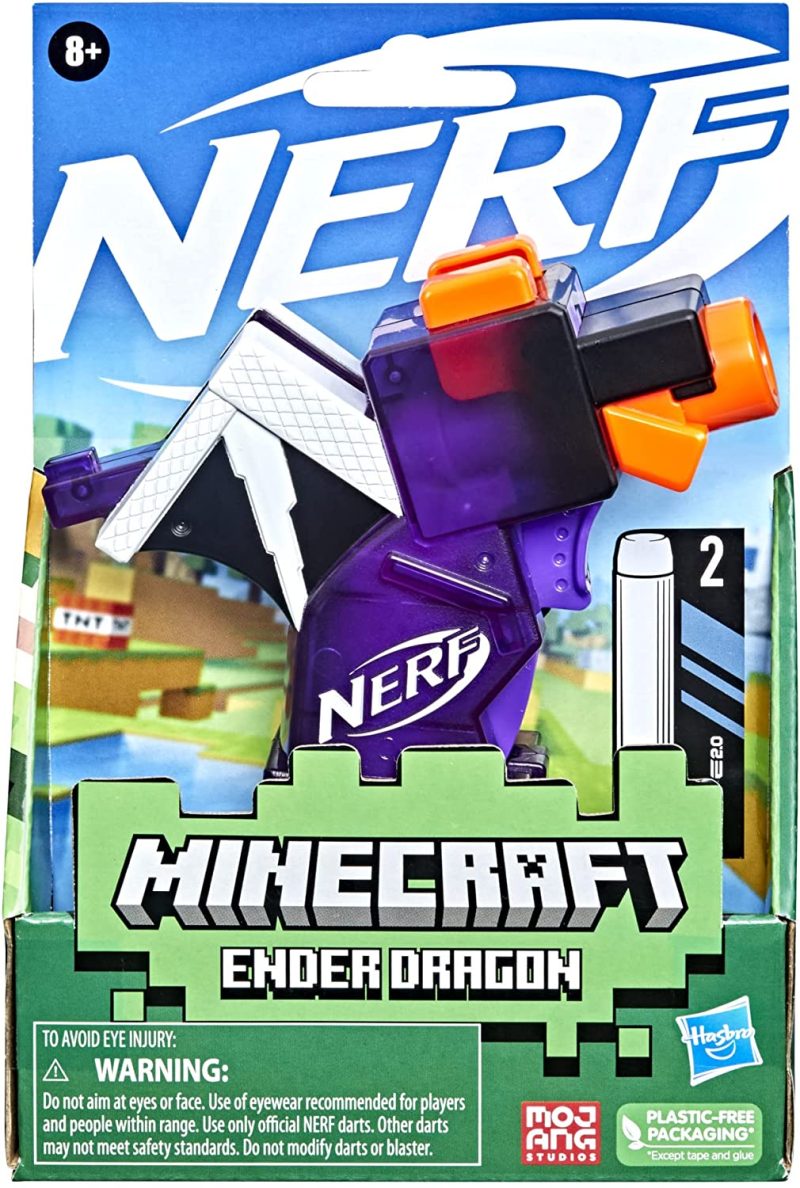 Hasbro Nerf MicroShots Minecraft Ender Dragon Mini Blaster, Minecraft Dragon Mob Design, Includes 2 Official Nerf Elite Darts, Priming Handle, F4423 - Image 6
