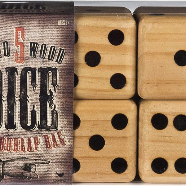 5 Giant Wood Dice Game
