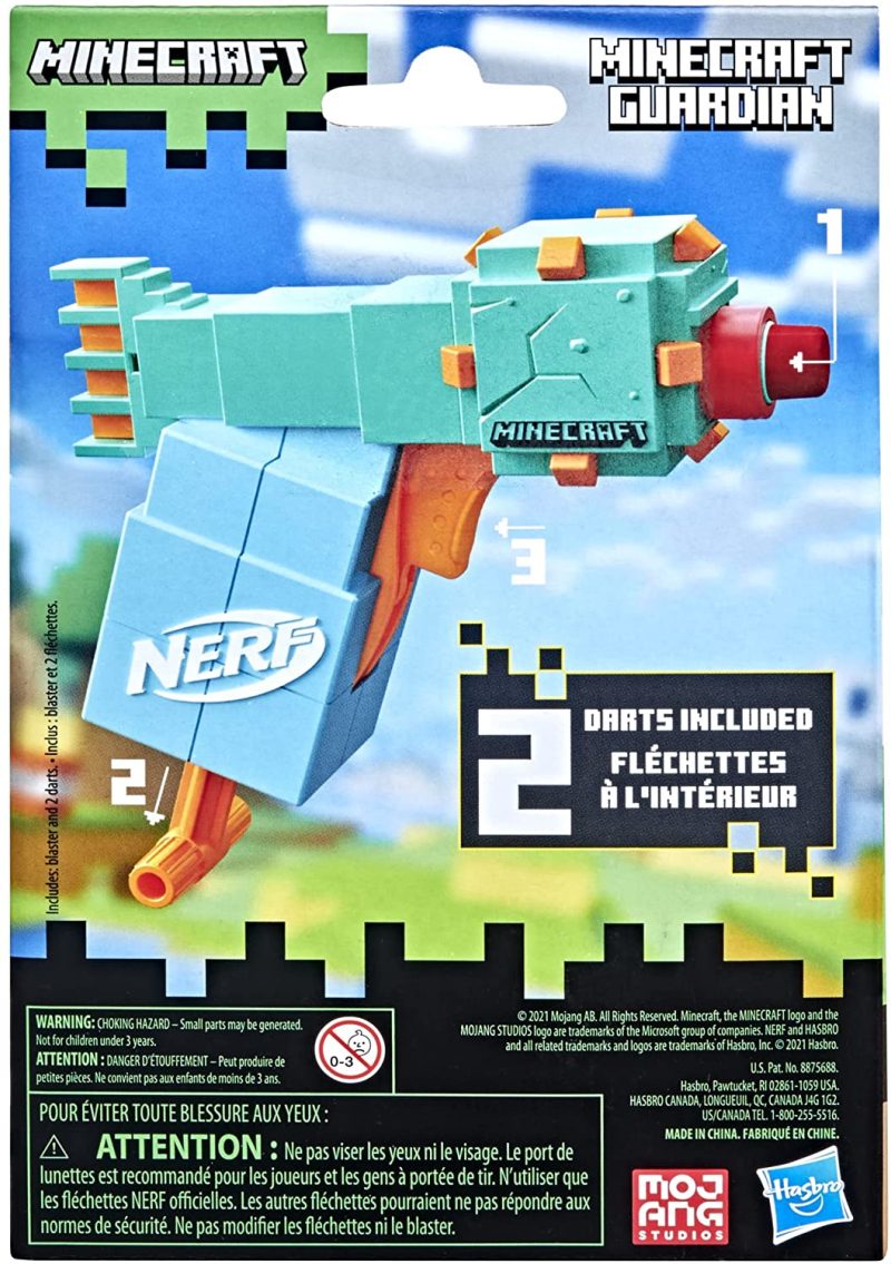 Hasbro Nerf MicroShots Minecraft Ender Dragon Mini Blaster, Minecraft Dragon Mob Design, Includes 2 Official Nerf Elite Darts, Priming Handle, F4423 - Image 4