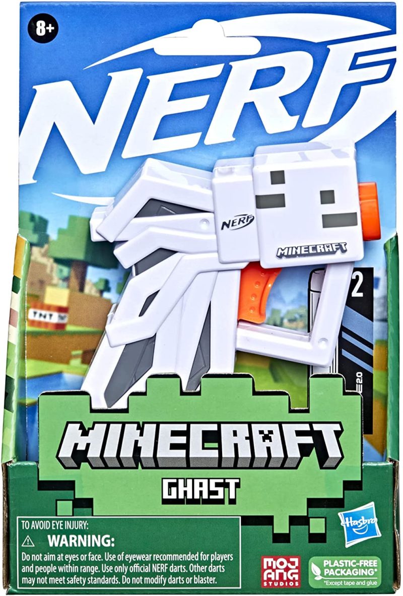 Hasbro Nerf MicroShots Minecraft Ghast Mini Blaster, Minecraft Ghast Mob Design, Includes 2 Official Nerf Elite Darts, Pull-Down Priming Handle, F4421 - Image 5