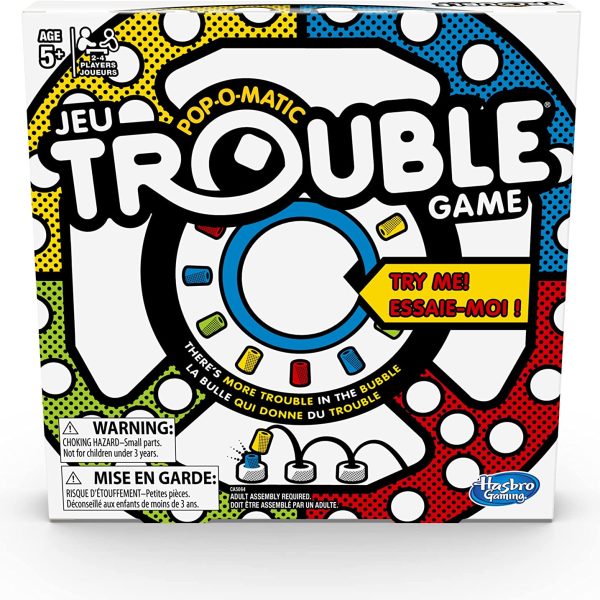 Trouble Board Game – Classic Family Fun with Pop-O-Matic Bubble, Power Up Spaces, for Kids Ages 5 and Up, 2-4 Players