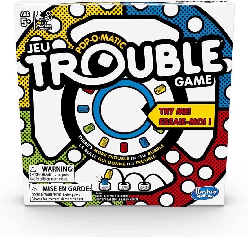 Trouble Board Game – Classic Family Fun with Pop-O-Matic Bubble, Power Up Spaces, for Kids Ages 5 and Up, 2-4 Players