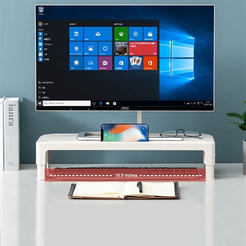 Adjustable Height Simple Monitor Stand 21.26X8.66X2.87 inches - Moustache® - White - Image 5