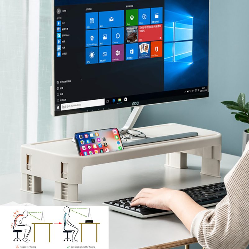 Adjustable Height Simple Monitor Stand 21.26X8.66X2.87 inches - Moustache® - White - Image 4