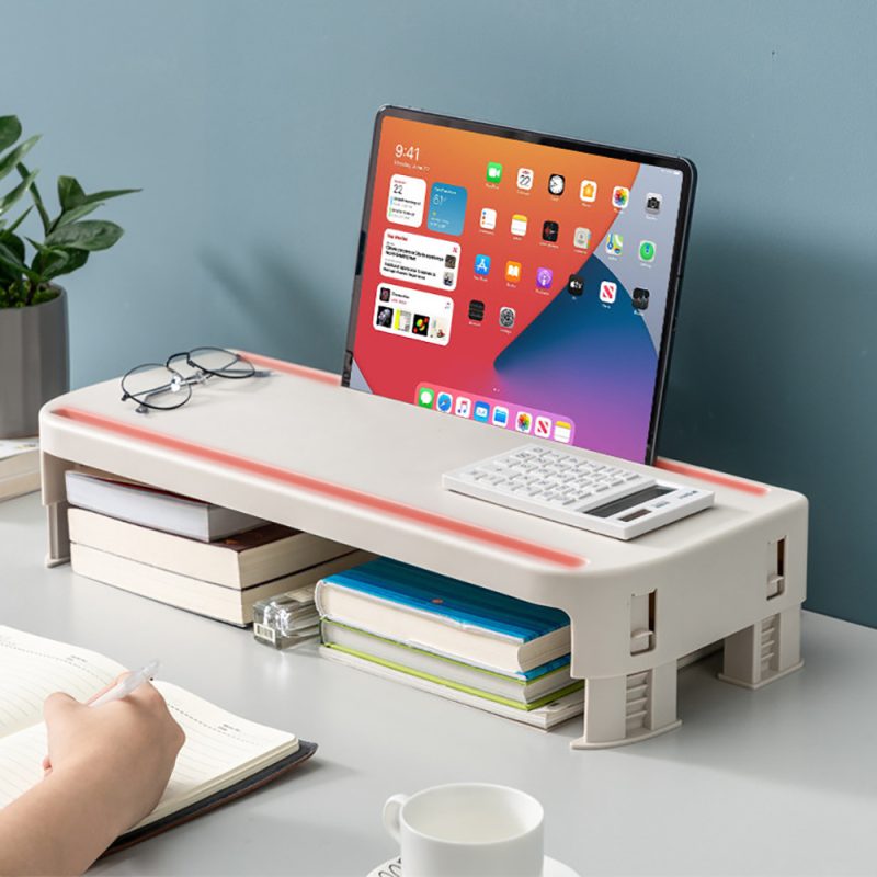 Adjustable Height Simple Monitor Stand 21.26X8.66X2.87 inches - Moustache® - White - Image 3