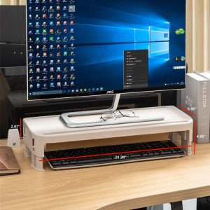 Adjustable Height Simple Monitor Stand 21.26X8.66X2.87 inches - Moustache® - White - Image 2