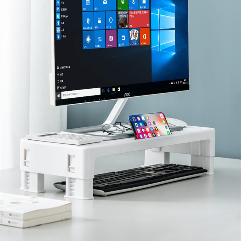 Adjustable Height Simple Monitor Stand 21.26X8.66X2.87 inches - Moustache® - White - Image 7