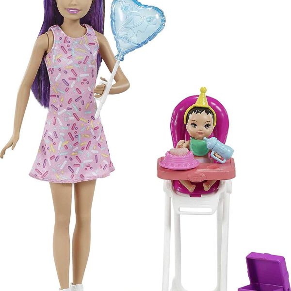 Barbie Skipper Babysitters Inc. Dolls & Playset with Babysitting Skipper Doll, Color-Change Baby Doll, High Chair & Party-Themed Accessories for Kids 3 to 7 Years Old