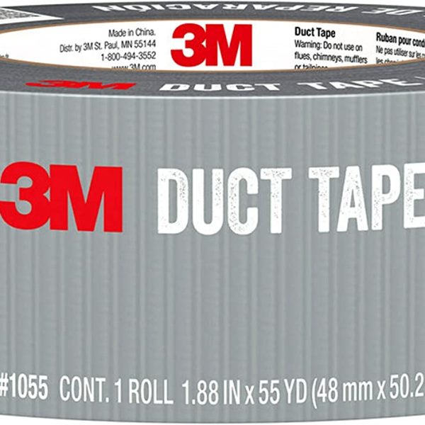 3M Basic Duct Tape, 1.88 in x 55 yd (48 mm x 50.2 m), 1 Roll Silver Duct Tape, Masking Tape