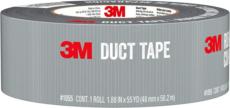 3M Basic Duct Tape, 1.88 in x 55 yd (48 mm x 50.2 m), 1 Roll Silver Duct Tape, Masking Tape