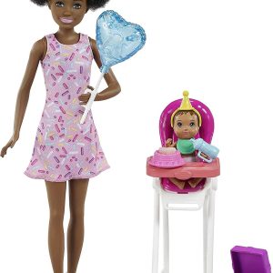 Barbie Skipper Babysitters, Inc. Dolls and Party Time Playset, Black Hair