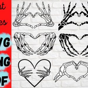 Spooky Skeleton Hands Heart SVG Bundle for Halloween Designs