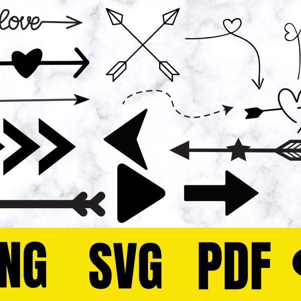 Arrows SVG Bundle - Arrow Cut File, Arrow Clip Art, Vector Arrows with Heart, Love Arrow SVG for Silhouette and Cricut