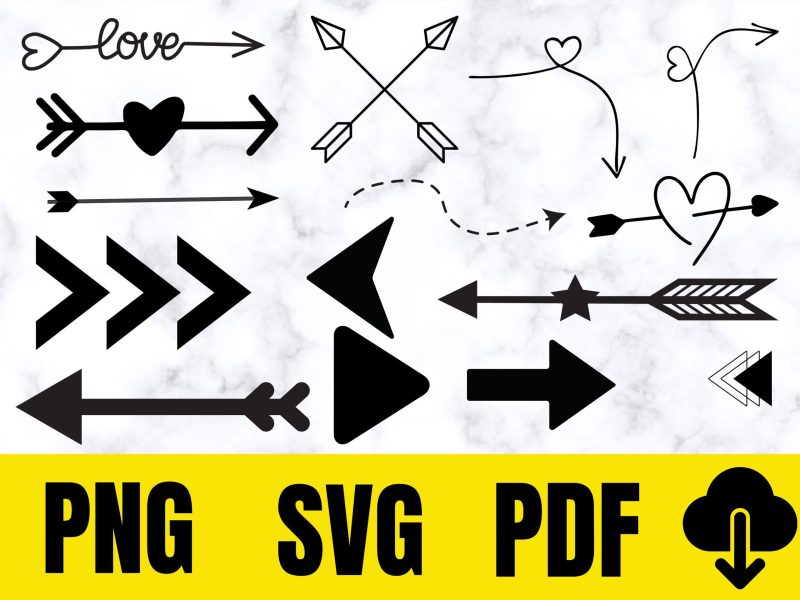 Arrows SVG Bundle - Arrow Cut File, Arrow Clip Art, Vector Arrows with Heart, Love Arrow SVG for Silhouette and Cricut